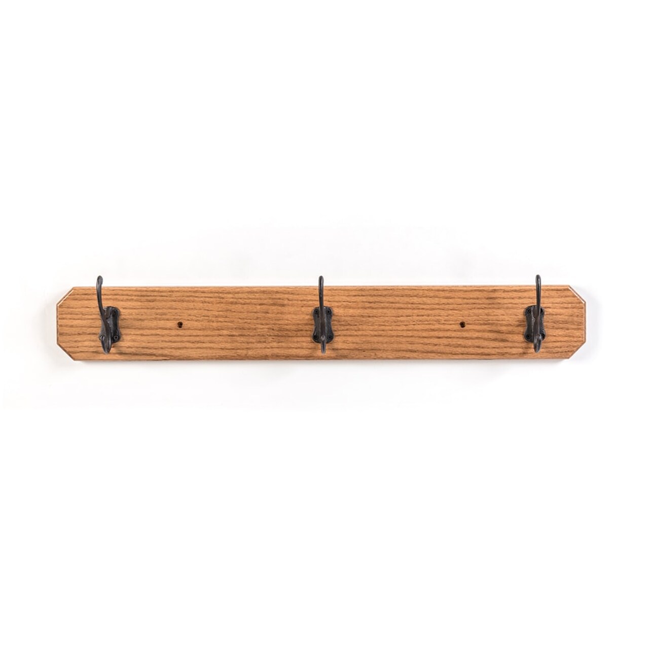 Amish Handmade Oak Wall Mount Board Space Saving Coat Rack 3 Metal Hook